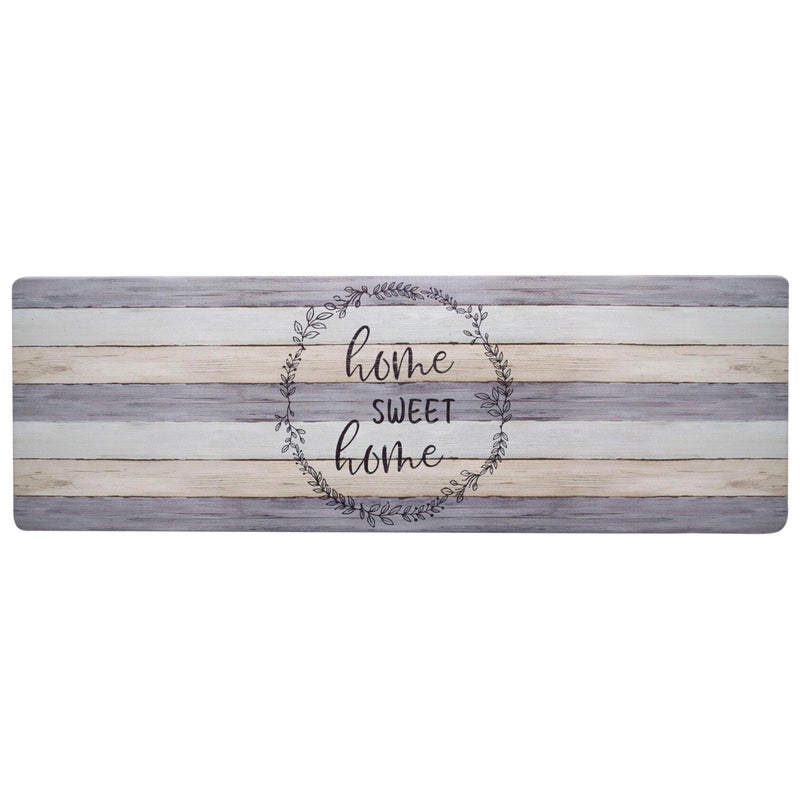 Home Dynamix Cozy Living Home Sweet Home Modern Farmhouse Runner Anti-Fatigue Kitchen Mat, Non-Slip Floor Mat, Padded Standing Desk Mat, Grey/Beige, 17.5"x55" - Image 1